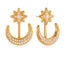 Pair of gold convertible front back earrings with crystal star and moon design.