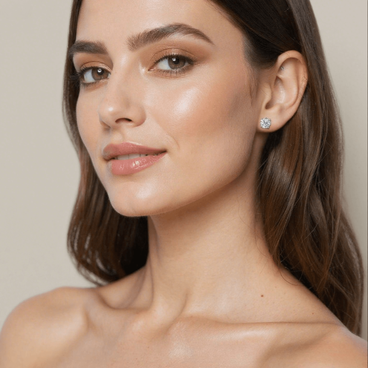 Moissanite Four-Claws Classic Earrings — sparkling moissanite studs in four-prong setting, clean and timeless jewelry.