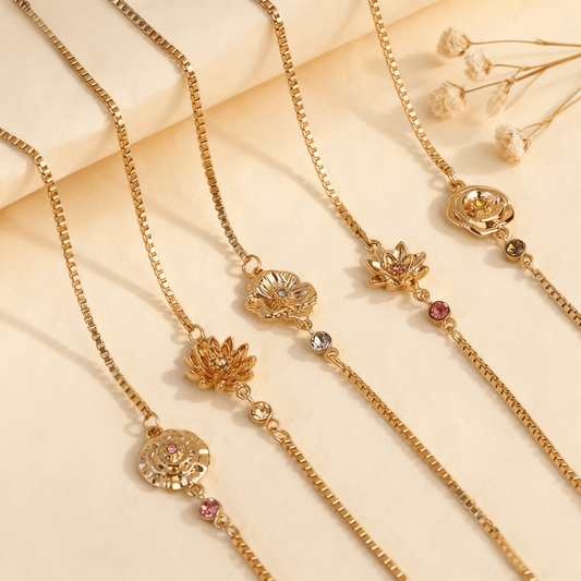 Birth Flower Bracelet | Dainty Gold Box Chain with Birthstone