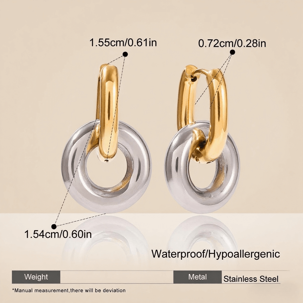 Close-up detail of the 3D twist knot and luxurious gold plating on Luminova's hoop earrings.