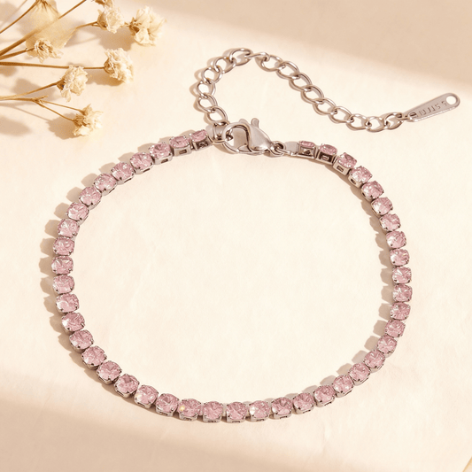 Cotton Candy Pink Tennis Bracelet | Silver Crystal Bracelet
