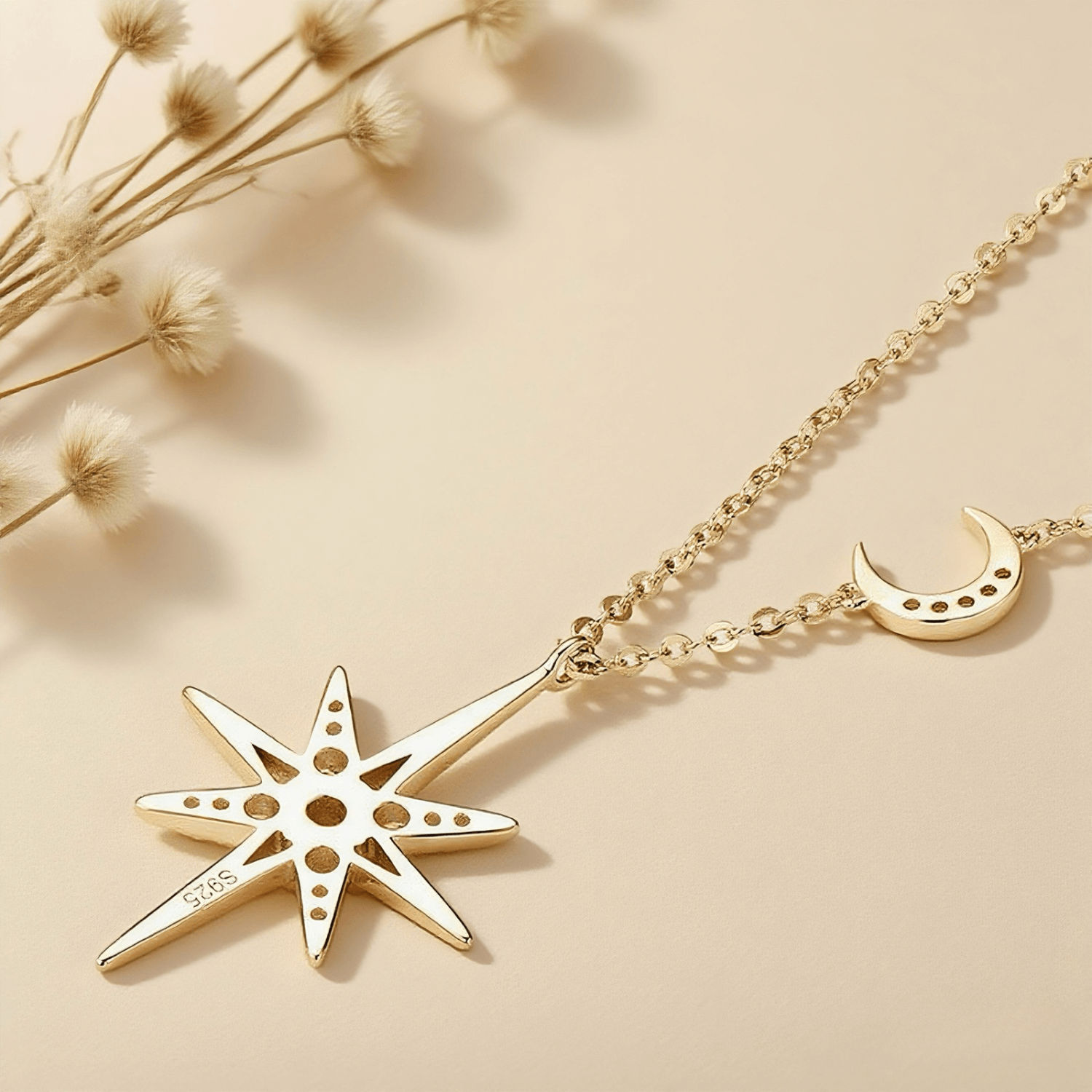 Eight-Pointed Star Moissanite Necklace — 0.28 CT stellar moissanite pendant in 925 silver, safe for sensitive skin.