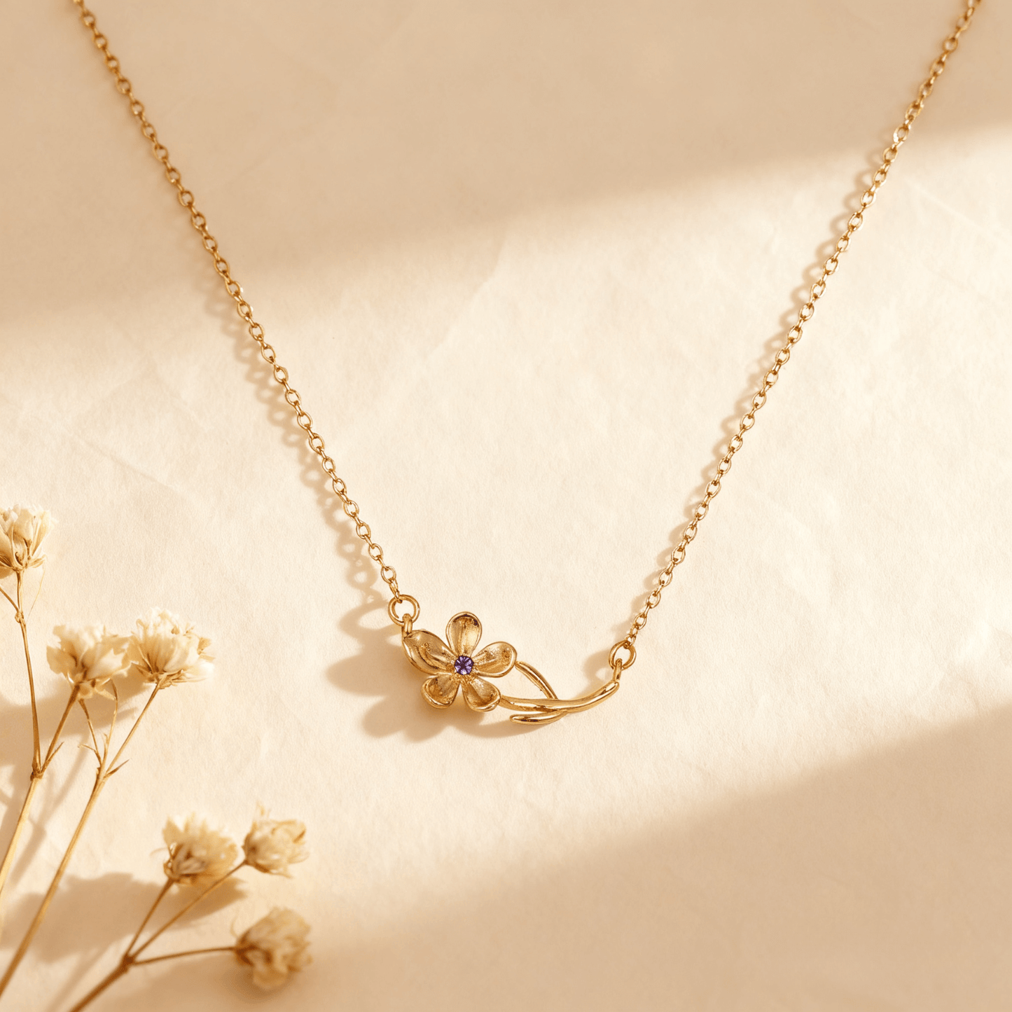 Birthstone Floral Necklace | Floral Bouquet Birthstone Jewelry