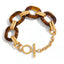 Chunky tortoise shell and gold chain link bracelet with toggle clasp waterproof jewelry.