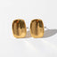 Pair of puffy gold rectangle stud earrings waterproof stainless steel jewelry.
