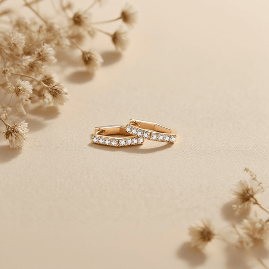 Hexa Halo Moissanite Earrings — 0.4 CT/pair halo studs in sterling silver, durable and hypoallergenic.