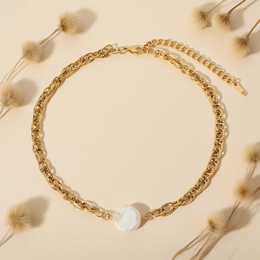 Luna Chain Necklace — polished silver (or gold) chain necklace inspired by moonlight, minimalist and elegant.