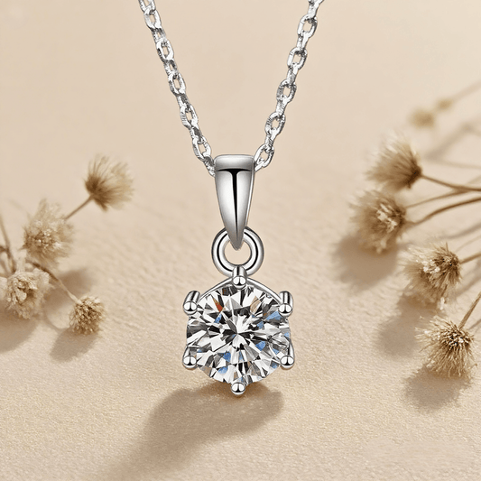 Starlight Moissanite Necklace — pendant with moissanite sparkle in sterling silver / 18K gold plated, radiant and elegant accessory.