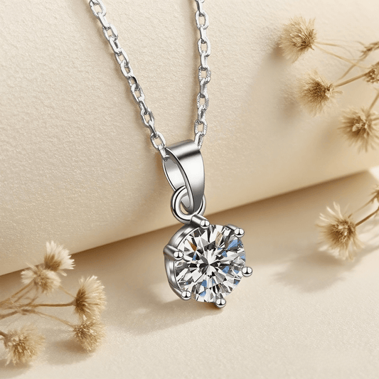 Starlight Moissanite Necklace — pendant with moissanite sparkle in sterling silver / 18K gold plated, radiant and elegant accessory.