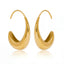 Pair of gold waterdrop hoop earrings waterproof stainless steel hollow design.