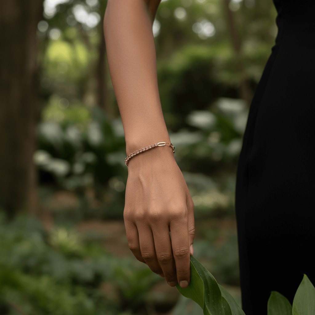 The Duality Bracelet | Half Pink Tennis & Half Paperclip Chain