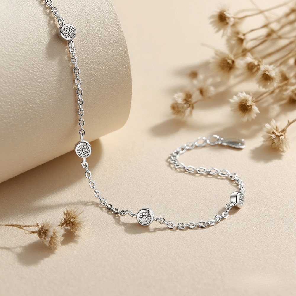 Dawn’s Embrace Moissanite Bracelet — 0.5 ct sterling silver bracelet, radiant and adjustable, symbol of new beginnings.