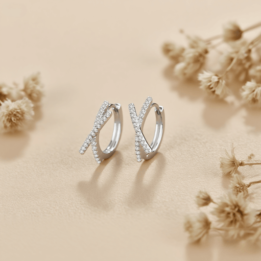 Stellar Cross Moissanite Earrings — cross-shaped stud earrings with sparkling moissanite, celestial and meaningful.