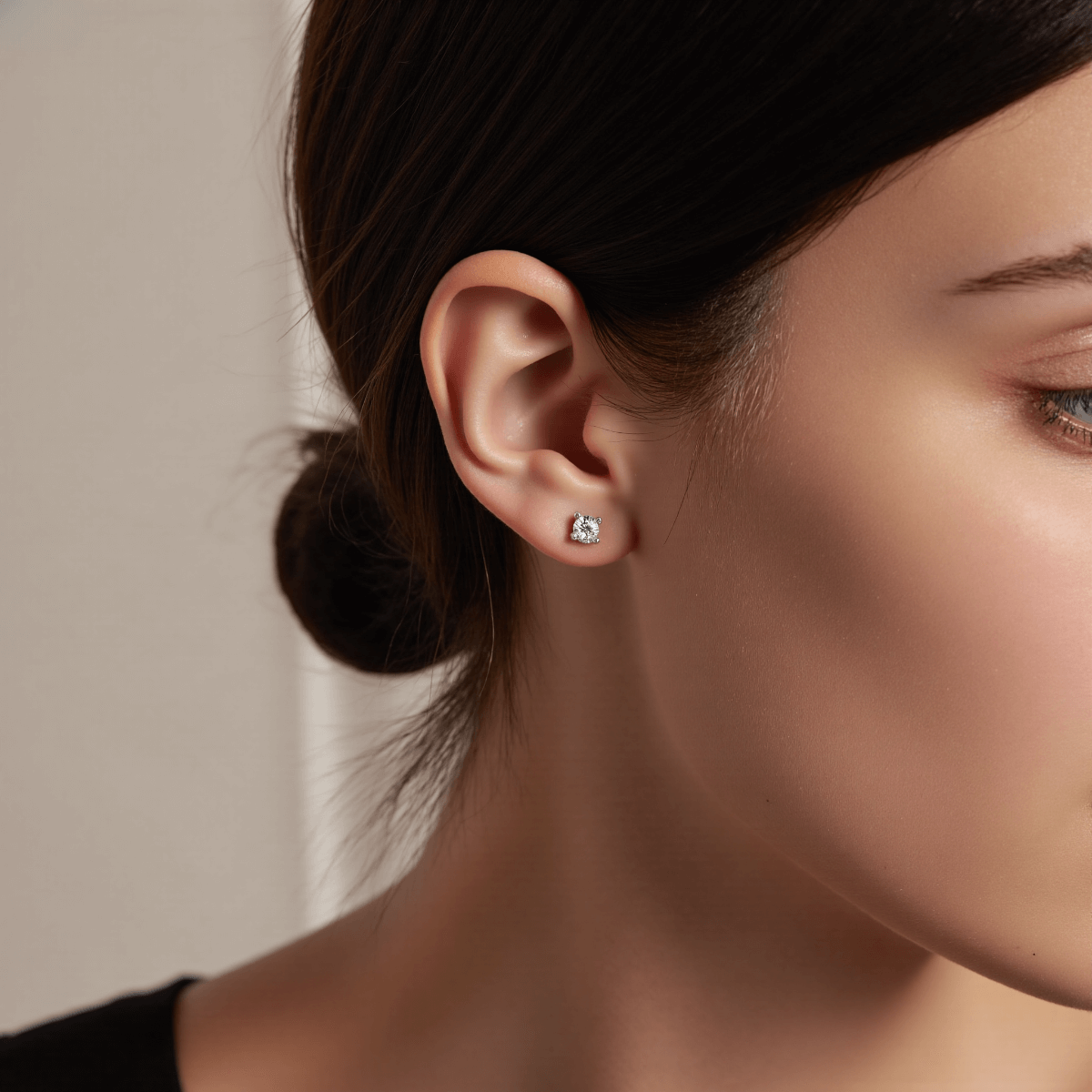 moissanite stud earrings, four-claw earrings, classic sparkle studs, everyday elegant earrings, ethical moissanite jewelry