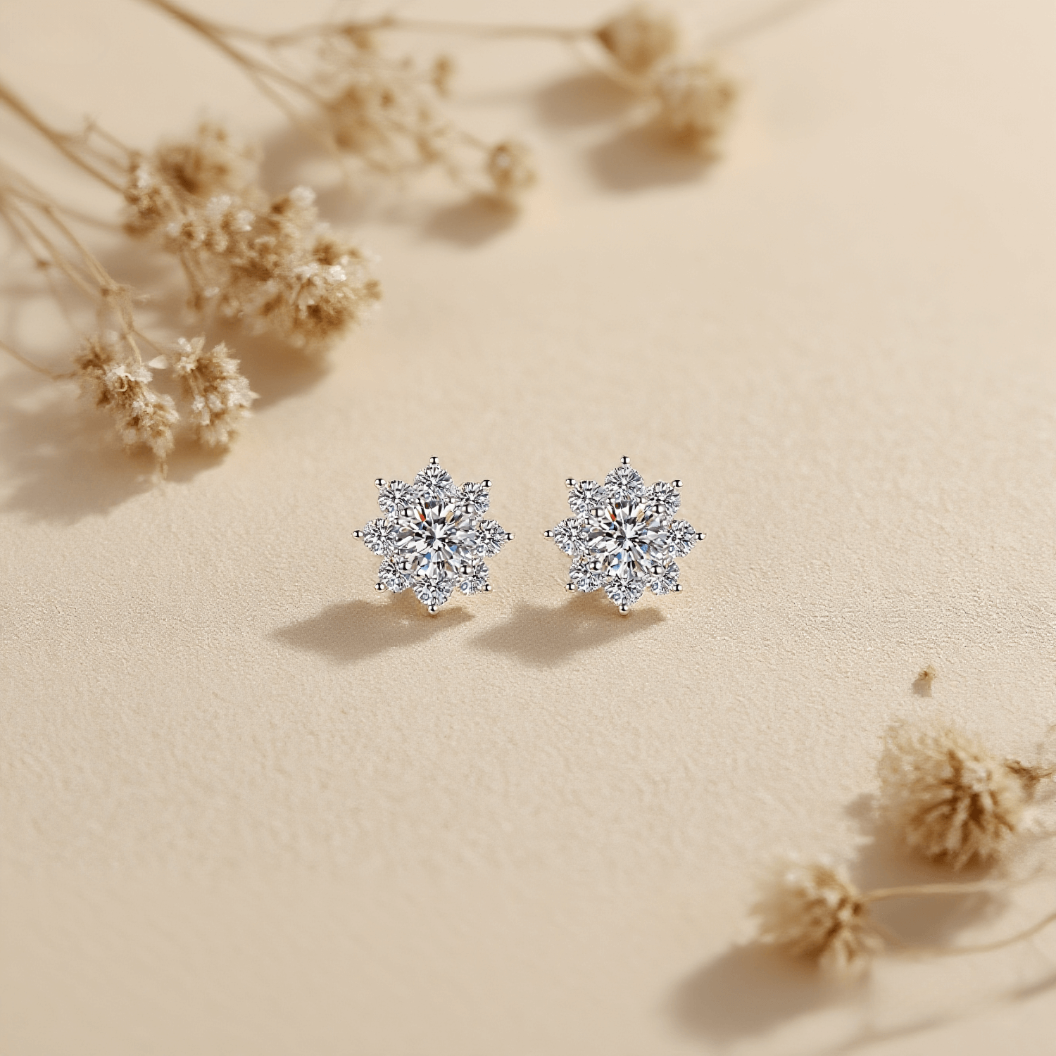 Arctic Sparkle Moissanite Earrings — teardrop moissanite stud earrings in silver with radiant sparkle.