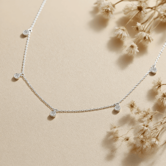 Midnight Stars Moissanite Necklace — sterling silver moissanite star-accent pendant, celestial and dreamy.