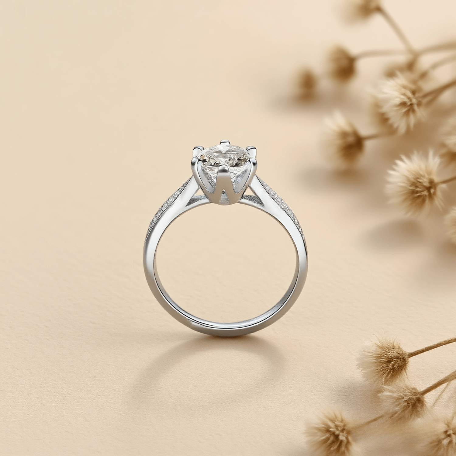Nova Queen Moissanite Ring — bold queenly ring with moissanite (0.5-2 CT), sterling silver, free size, safe for sensitive skin.