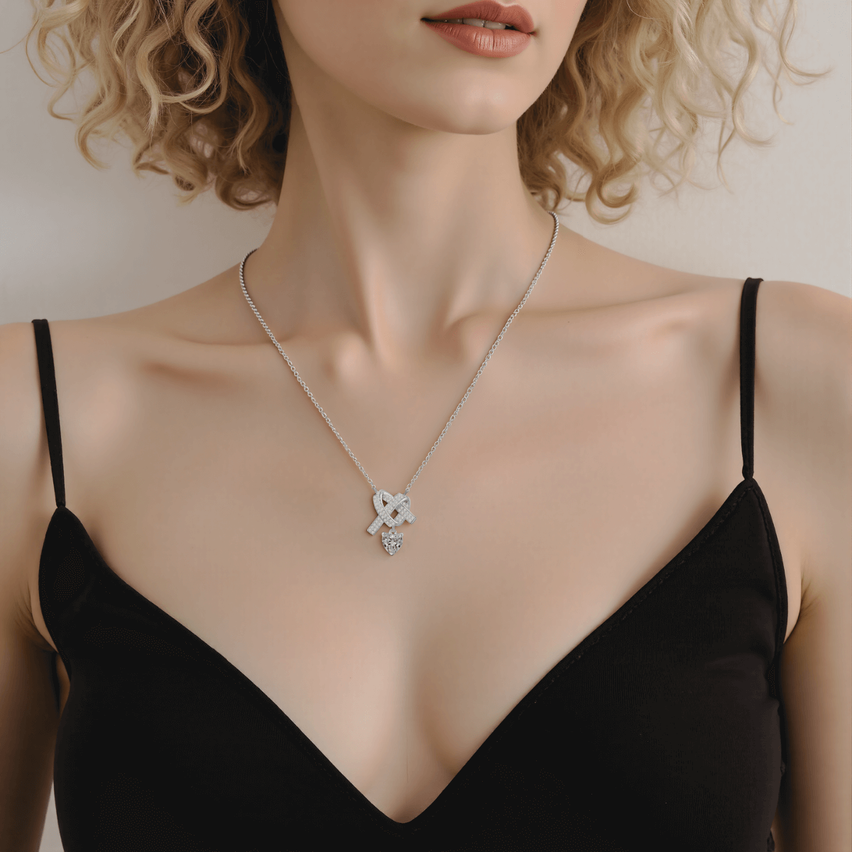 lovebound heart necklace, heart moissanite pendant, romantic jewelry gift, sterling silver heart necklace, meaningful moissanite jewelry