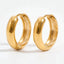 Pair of gold chunky dome hoop earrings waterproof stainless steel high polish.