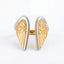 Gold angel wing open ring adjustable band vintage style waterproof jewelry.