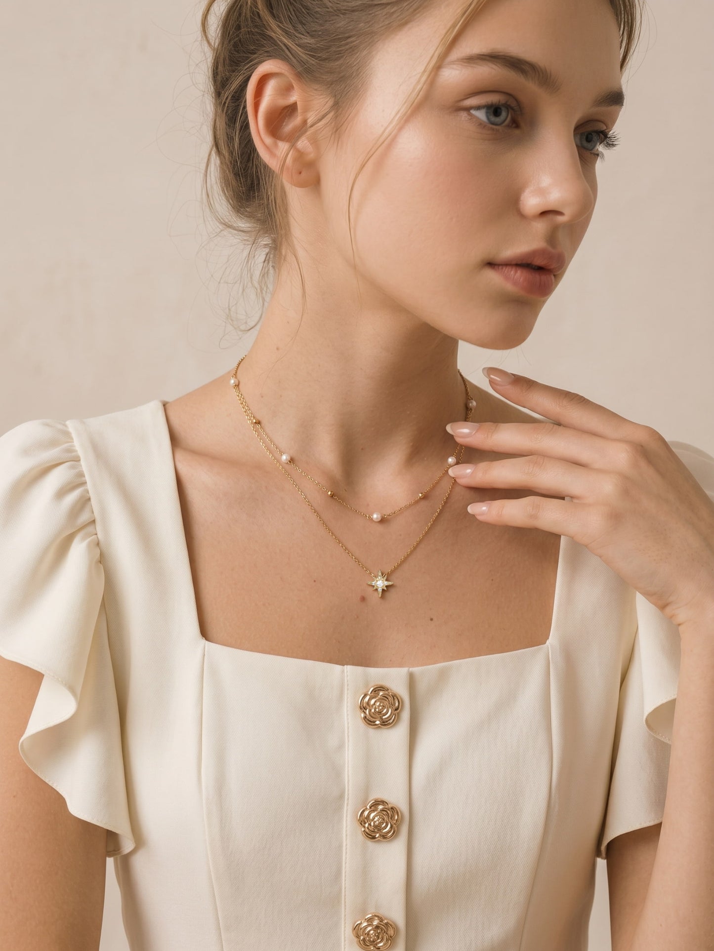 Thalassa Pearl Star Layered Necklace