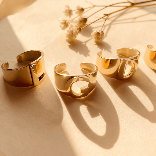 Chunky Gold Initial Ring | Bold Letter Ring
