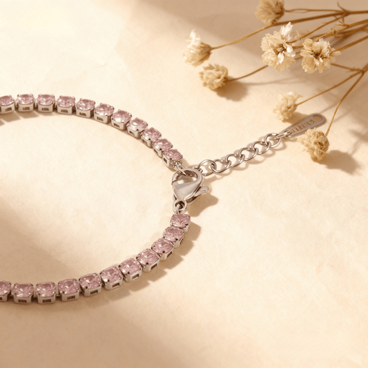 Cotton Candy Pink Tennis Bracelet | Silver Crystal Bracelet
