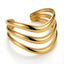 Triple layer wavy gold cuff bracelet waterproof stainless steel jewelry.