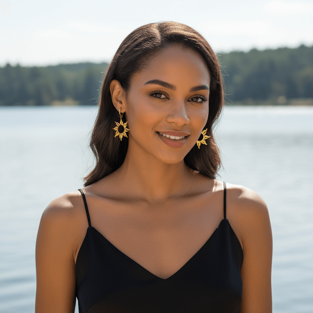 Radiant Sun Charm Earrings | Gold Boho Sunburst Jewelry