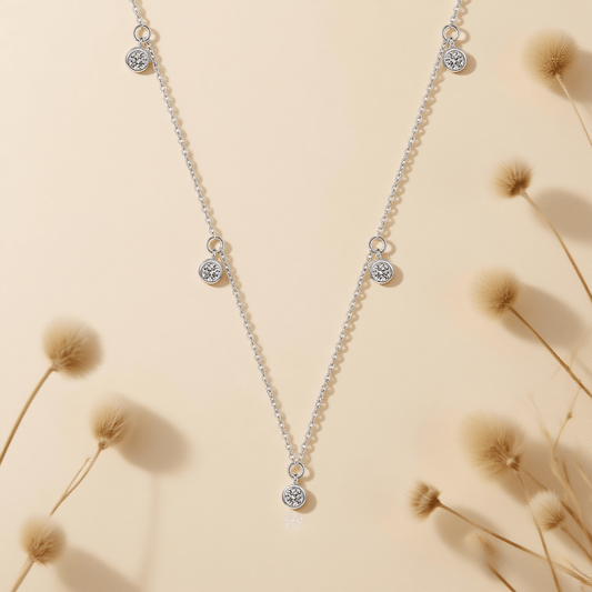 Midnight Stars Moissanite Necklace — sterling silver moissanite star-accent pendant, celestial and dreamy.