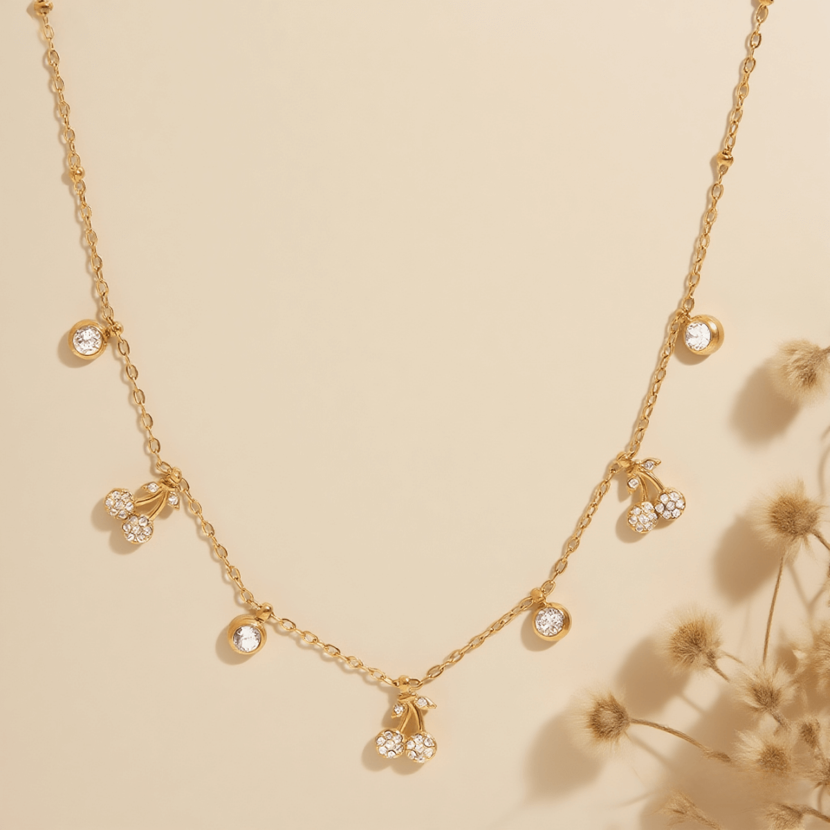 Golden Dew Necklace — 18K gold plated dew-drop style pendant on 40 cm chain with extender, romantic everyday accessory.
