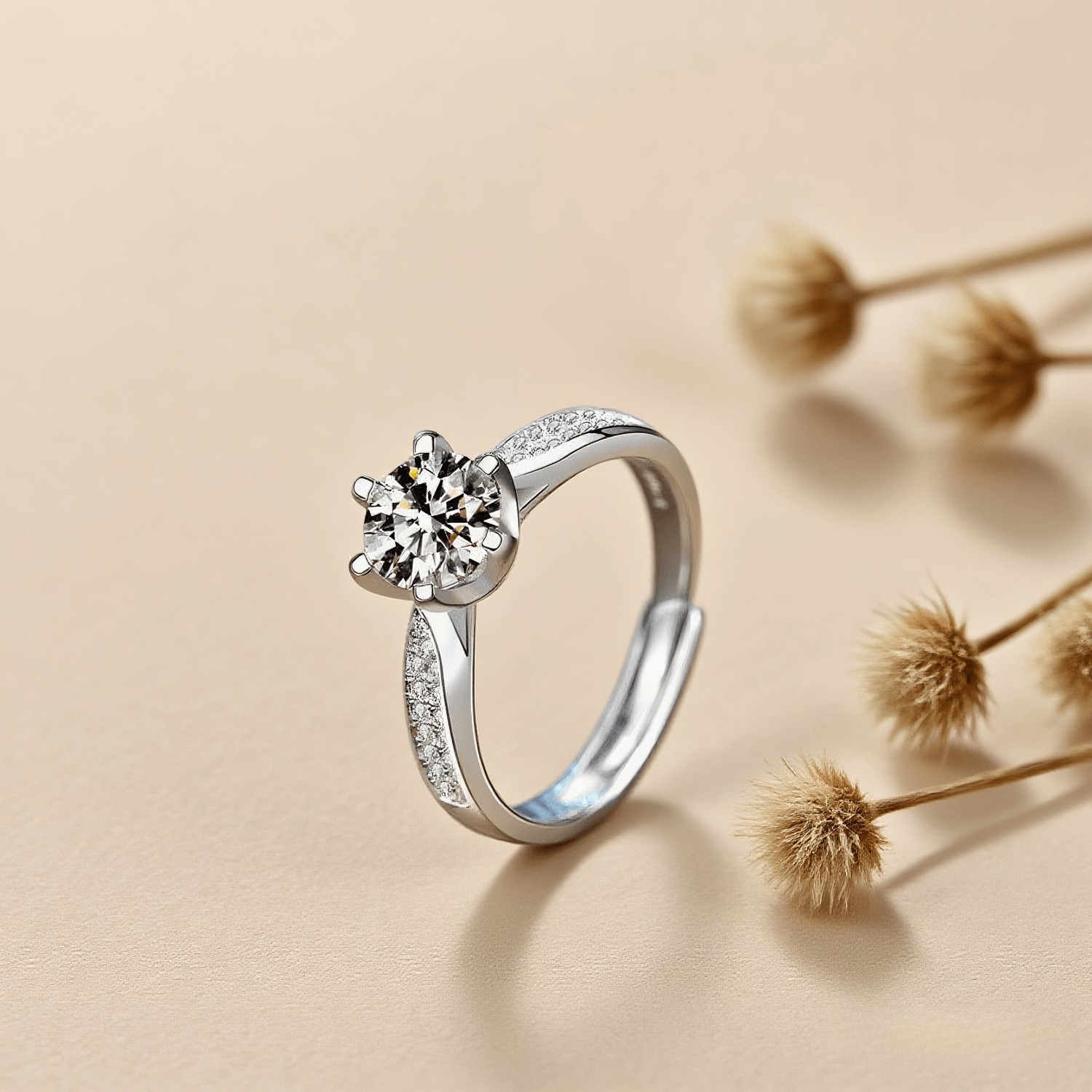 Nova Queen Moissanite Ring — bold queenly ring with moissanite (0.5-2 CT), sterling silver, free size, safe for sensitive skin.