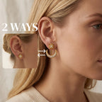 Diagram showing 2 ways to wear star stud and moon ear jacket versatile jewelry.
