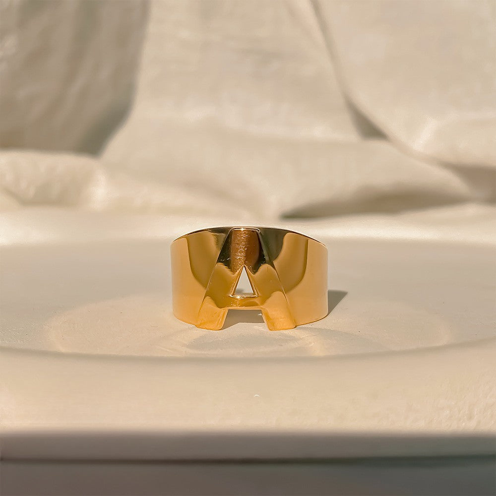 Chunky Gold Initial Ring | Bold Letter Ring