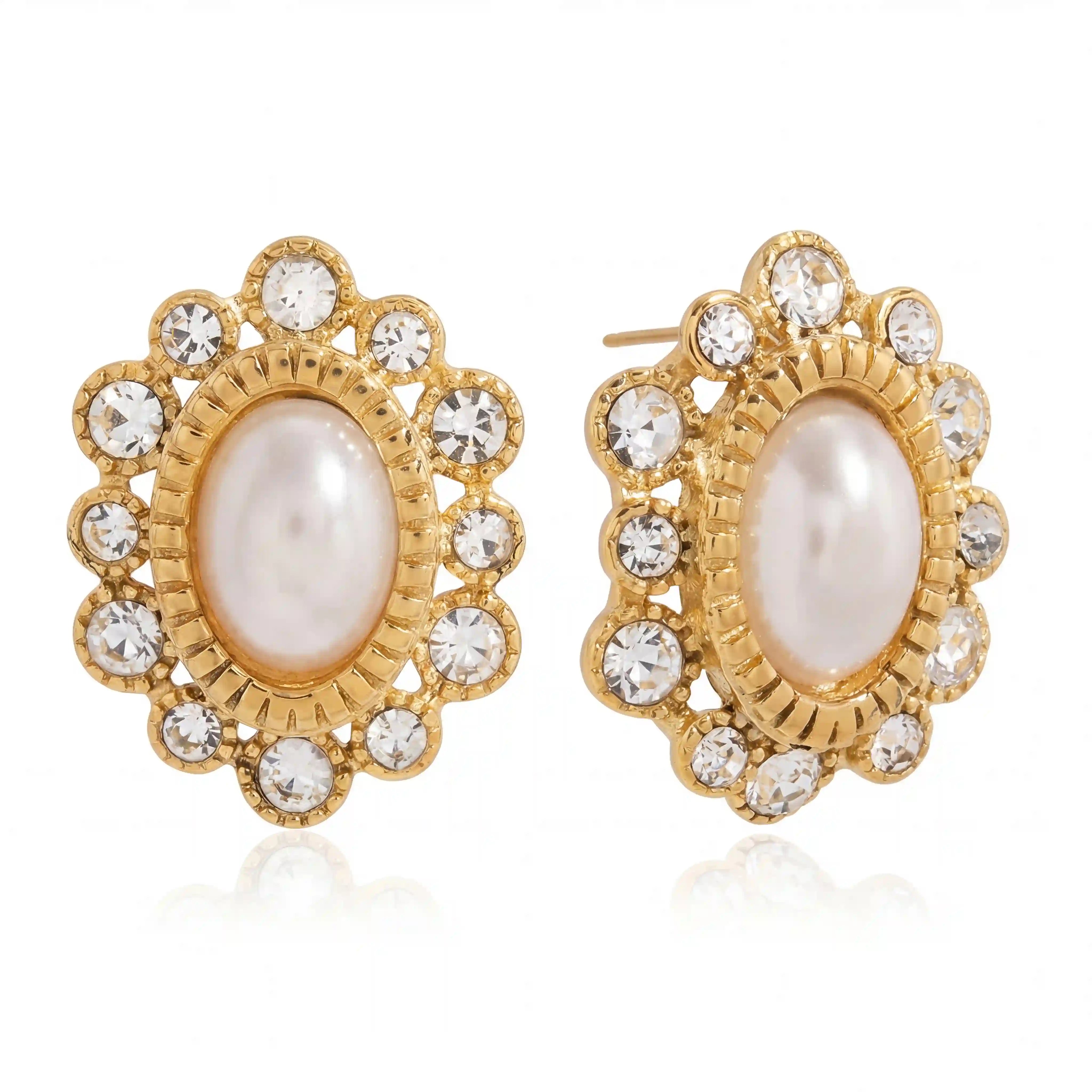Antoinette Vintage Pearl Crystal Studs Secondary image