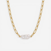 Aphrodite Stick Pearl Paperclip Necklace