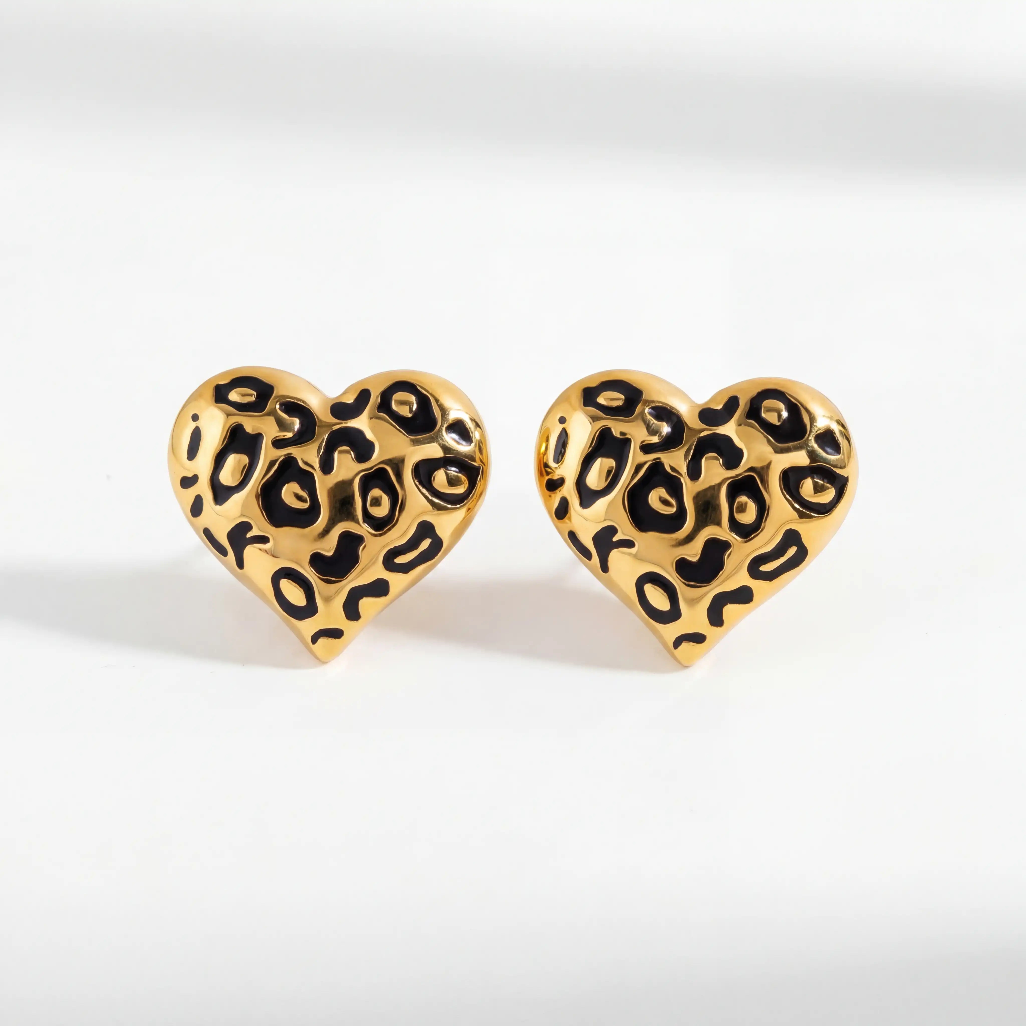 Artemis Leopard Heart Studs Secondary image