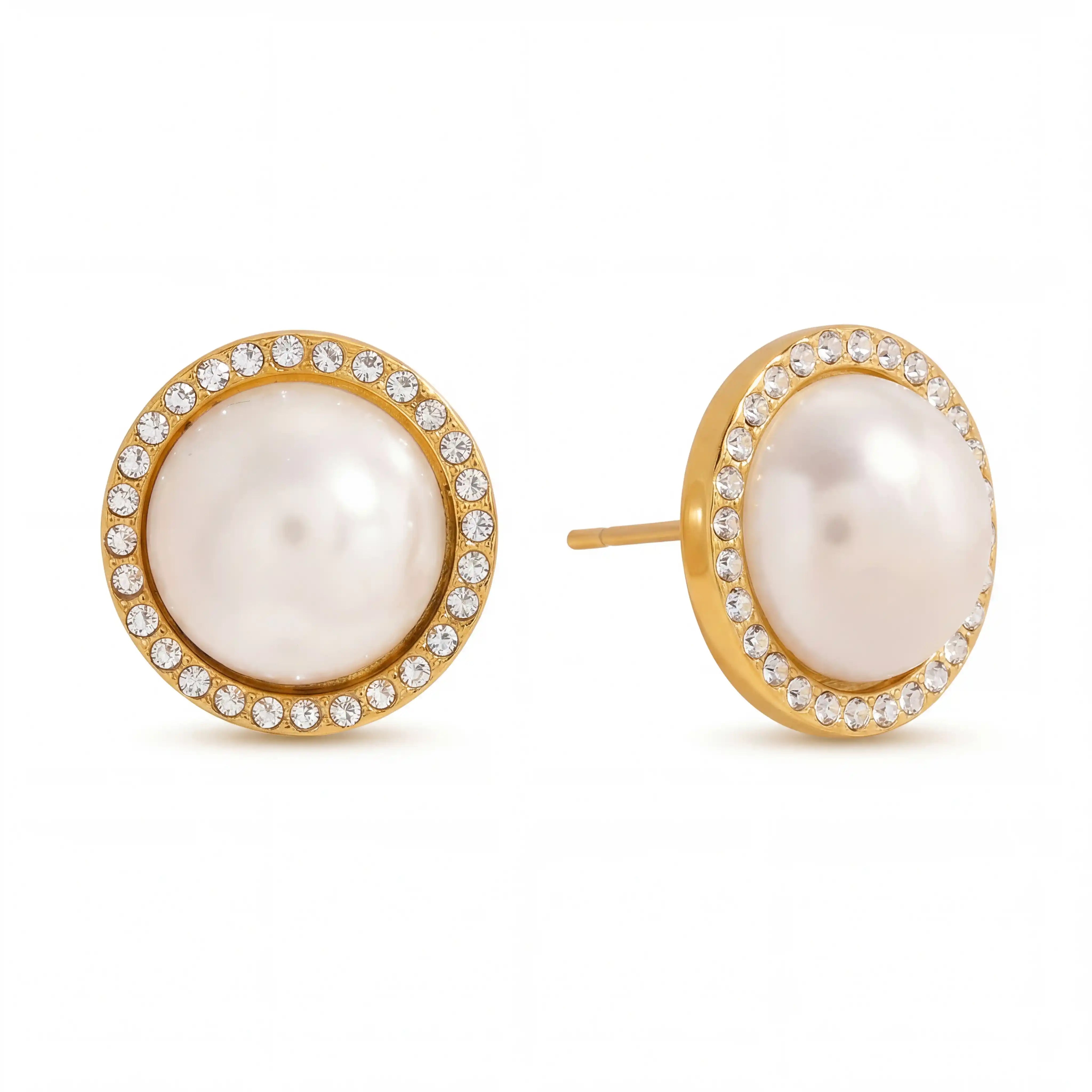 Athena Pearl Halo Studs Secondary image