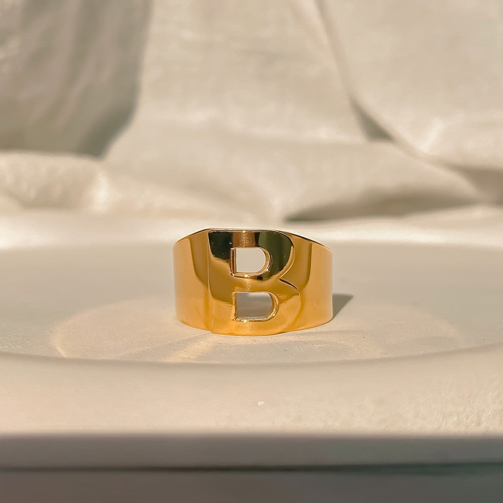 Chunky Gold Initial Ring | Bold Letter Ring