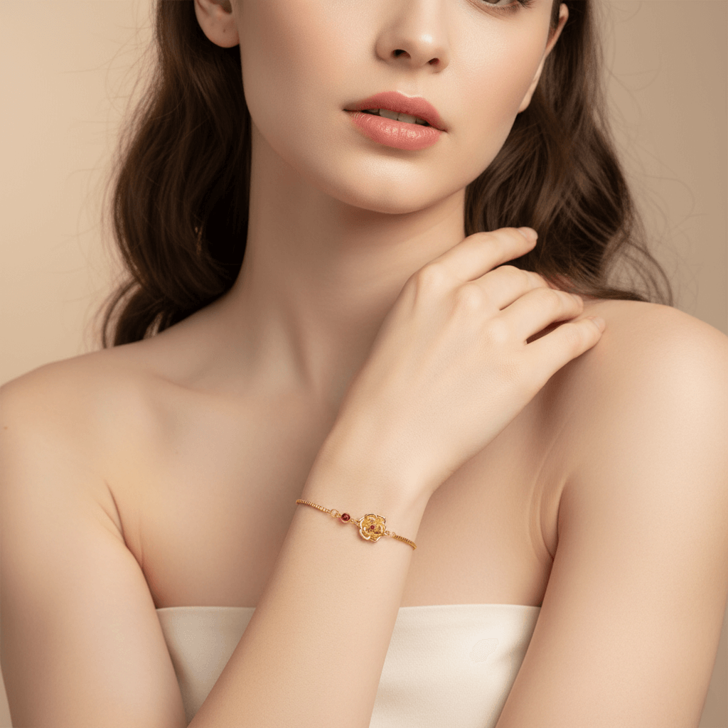 Birth Flower Bracelet | Dainty Gold Box Chain with Birthstone