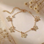 Butterfly Pendant Handmade Anklet — delicate butterfly charm on adjustable anklet chain, elegant summer accessory.