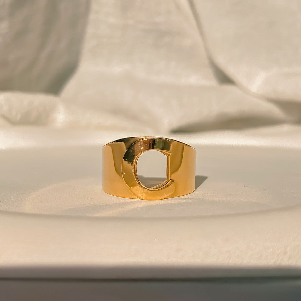 Chunky Gold Initial Ring | Bold Letter Ring