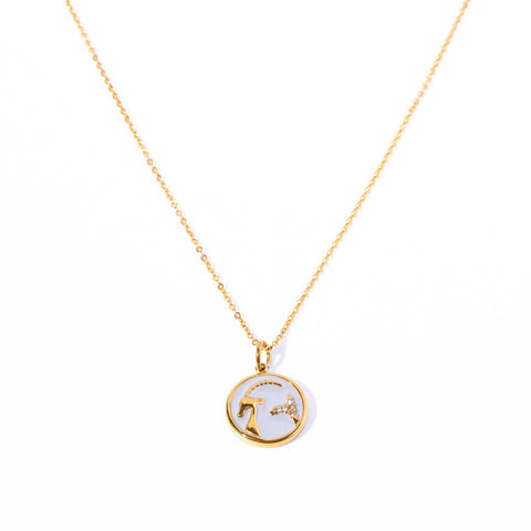 Enamel Zodiac Coin Necklace