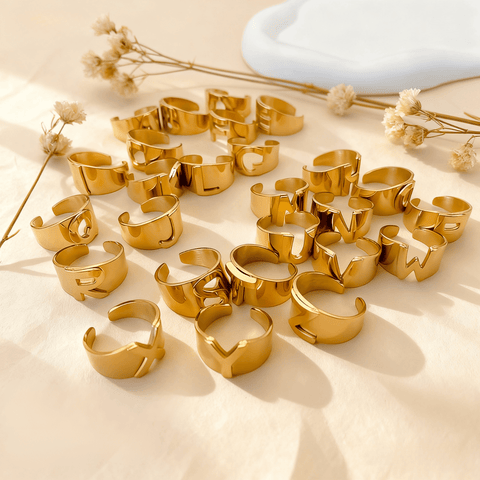 Chunky Gold Initial Ring