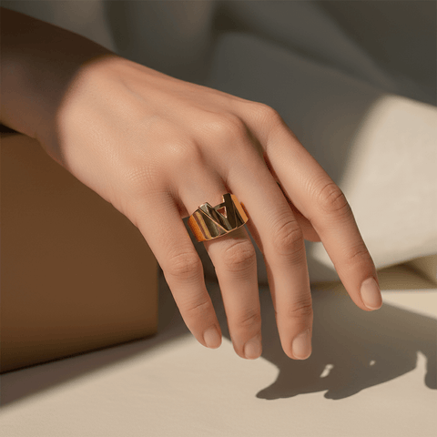 Chunky Gold Initial Ring