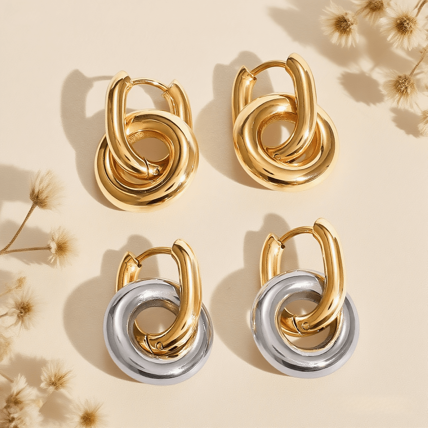 Chunky Twist Knot Hoop Earrings Secondary image