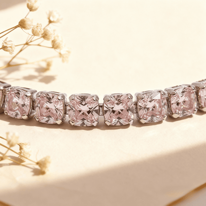 Cotton Candy Pink Tennis Bracelet | Silver Crystal Bracelet