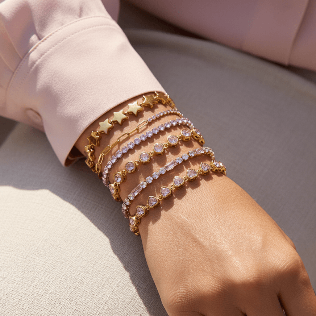 Cotton Candy Pink Tennis Bracelet | Silver Crystal Bracelet