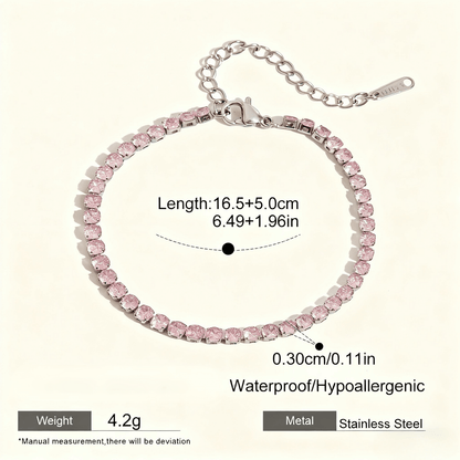 Cotton Candy Pink Tennis Bracelet | Silver Crystal Bracelet