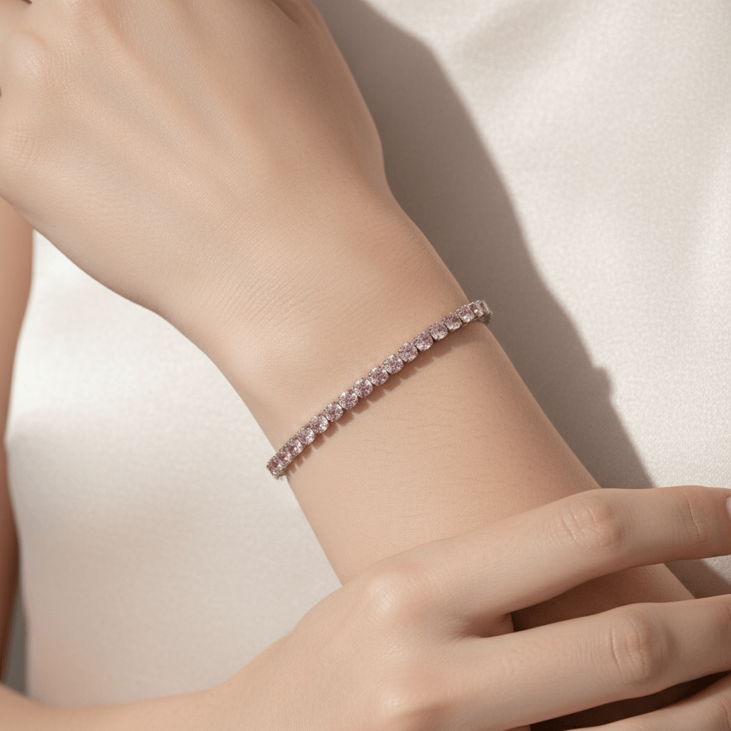 Cotton Candy Pink Tennis Bracelet | Silver Crystal Bracelet
